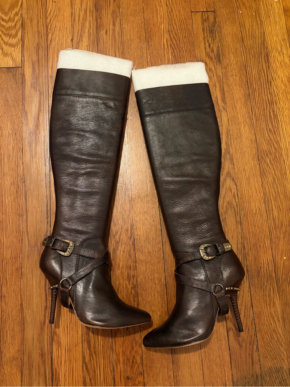 Y2K New Leon Max Stiletto Brown Leather Boots